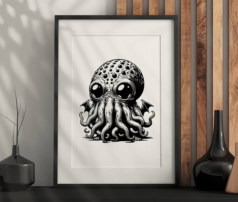 Baby Cthulhu Wall Art – Dark Aesthetic, Vintage, Gothic Artwork Printable PDF